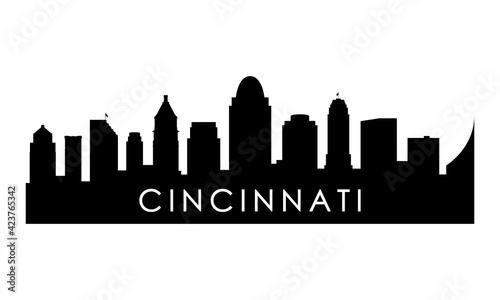 Cincinnati skyline silhouette. Black Cincinnati city design isolated on white background.