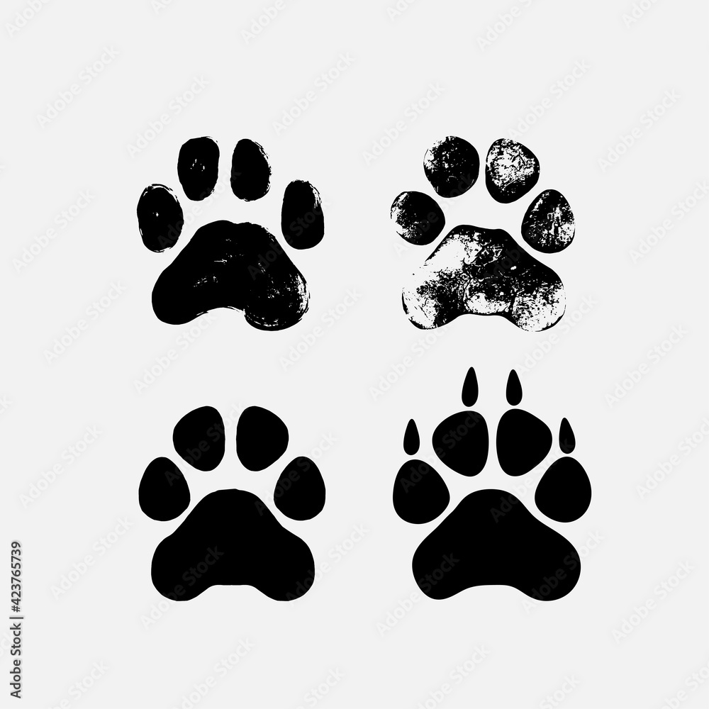 Tiger, dog or cat set paw print flat icon for animal apps and websites ...