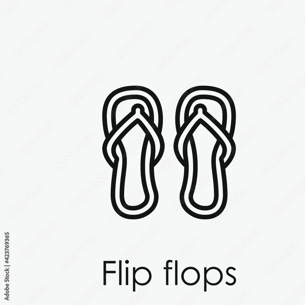 Flip flops vector icon. Editable stroke. Linear style sign for use on web design and mobile apps, logo. Symbol illustration. Pixel vector graphics - Vector Flip flops vector icon. Editable stroke. Linear style sign for use on web design and mobile apps, logo. Symbol illustration. Pixel vector graphics - Vector