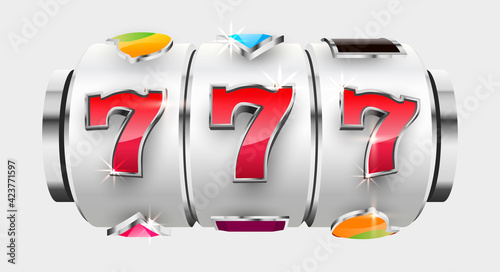 Metal slot machine wins the jackpot. 777 Big win concept. Casino jackpot.