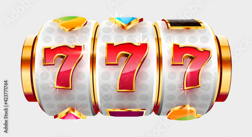 Golden slot machine wins the jackpot. 777 Big win concept. Casino jackpot.