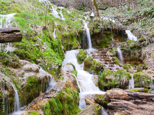 Bad Urach, Deutschland: Das Wasser des Wasserfalls überflutet den Weg photo