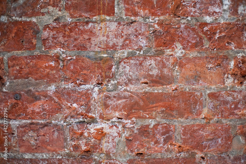 texture of an old wall from a red brick