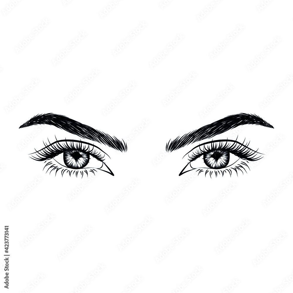 Opened eye look illustration isolated on white background. Social media element for salon, business cards, logo Opened eye look illustration isolated on white background. Social media element for salon, business cards, logo