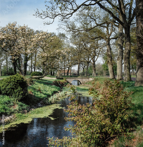 Estate Oldengaerde Dwingeloo Drenthe Netherlands. Havezathe. Canal and entrance.