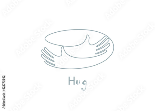 Embrace icon, arms hugging vector illustration, hands hug linear vector logo template. Care, love and charity symbol, hand drawn vector illustration.