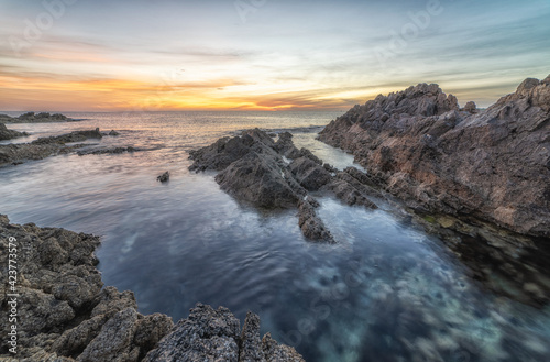 Beautiful colors of sunrise on a small island in the Mediterranean Sea. © Sebastian