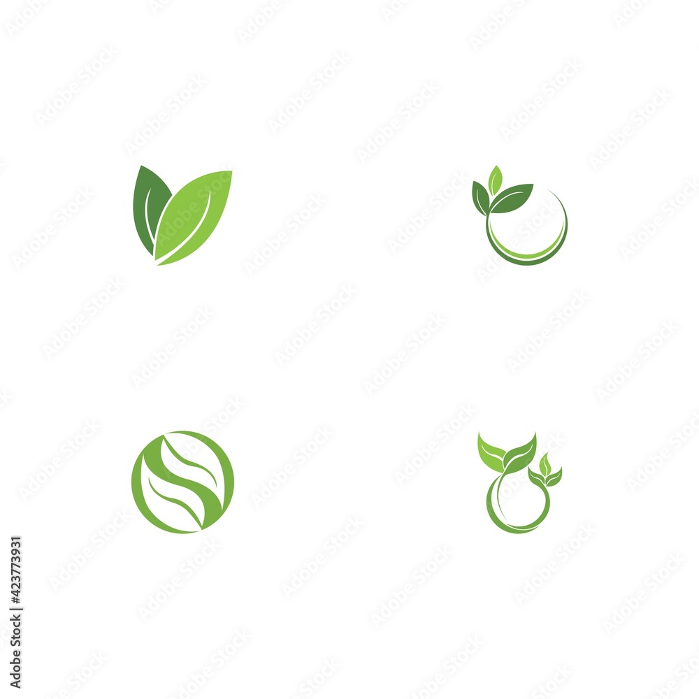 Logos of green Tree leaf ecology