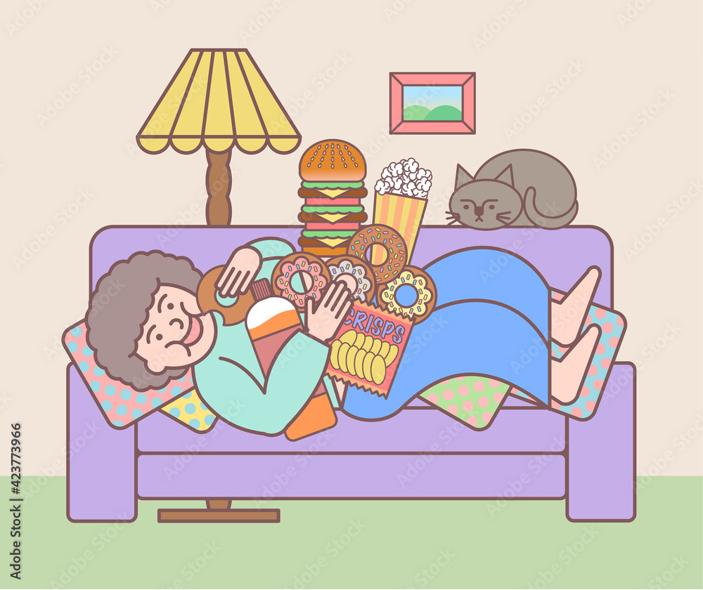 Illustration Of Couch Potato カウチポテトのイラスト Stock ベクター Adobe Stock