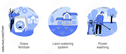 Gardening services abstract concept vector illustrations.