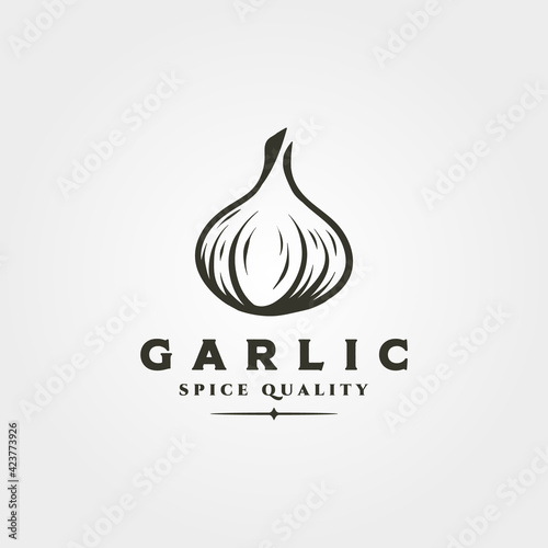 garlic onion object logo vector symbol illustration design, garlic spice and herb isolated design