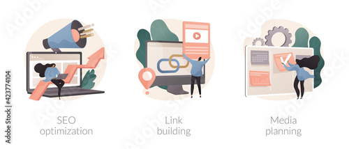 SEO strategy abstract concept vector illustrations.