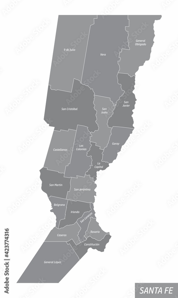 Obraz premium Santa Fe Province administrative map