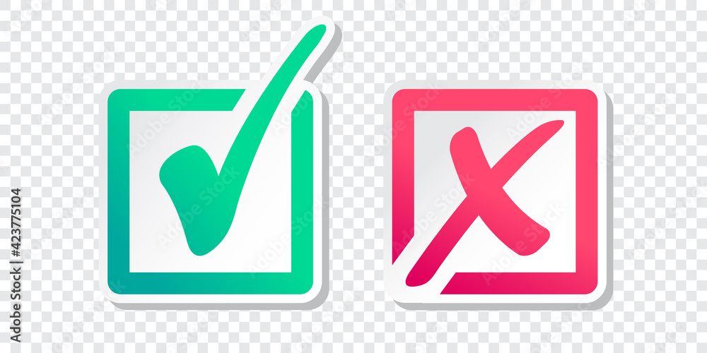 Set of check mark icon on a transparent background Set of check mark icon on a transparent background