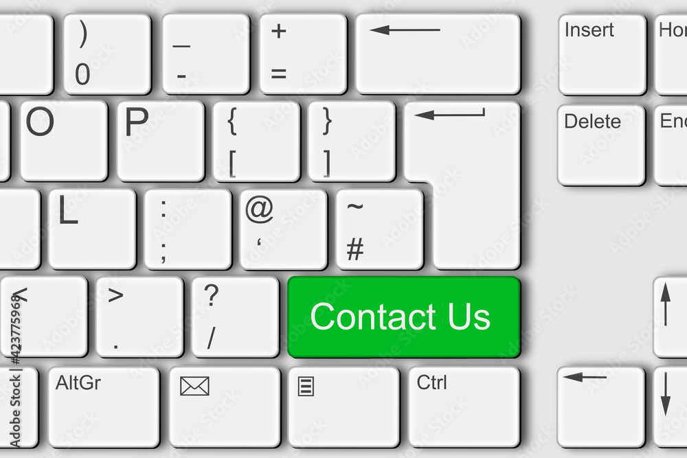 Contact Us concept PC computer keyboard 3d illustration Contact Us concept PC computer keyboard 3d illustration