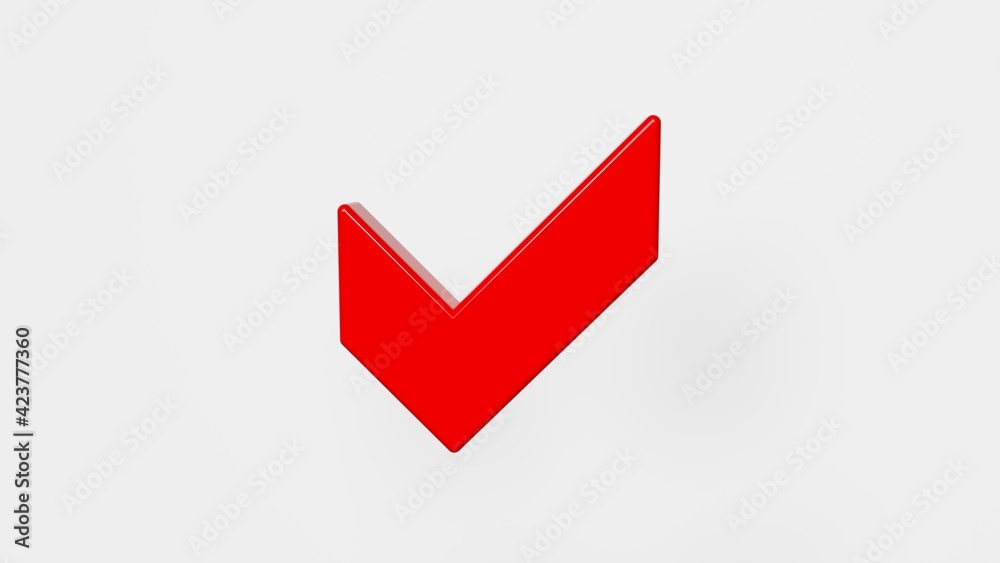 3d render volumetric red check mark on white background 3d render volumetric red check mark on white background
