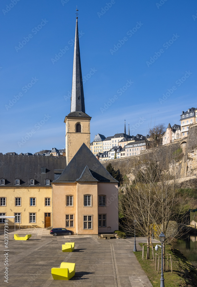 View from the river Alzette to the town of Luxembourg