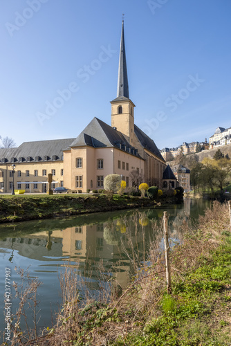 View from the river Alzette to the town of Luxembourg
