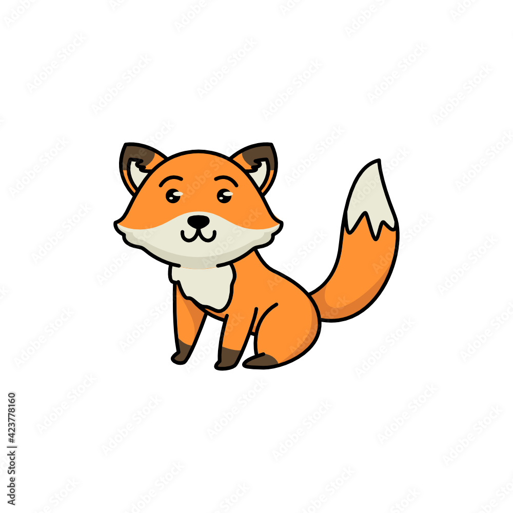Obraz premium Cute little baby fox mascot logo design illustration