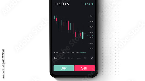 Retail investor trading on the smartphone. Stock market, futures, crypto, and foreign exchange trading. Non-professional investors buy and sell securities through a mobile trading app.