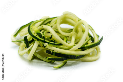Zucchini noodle isolated on white background
