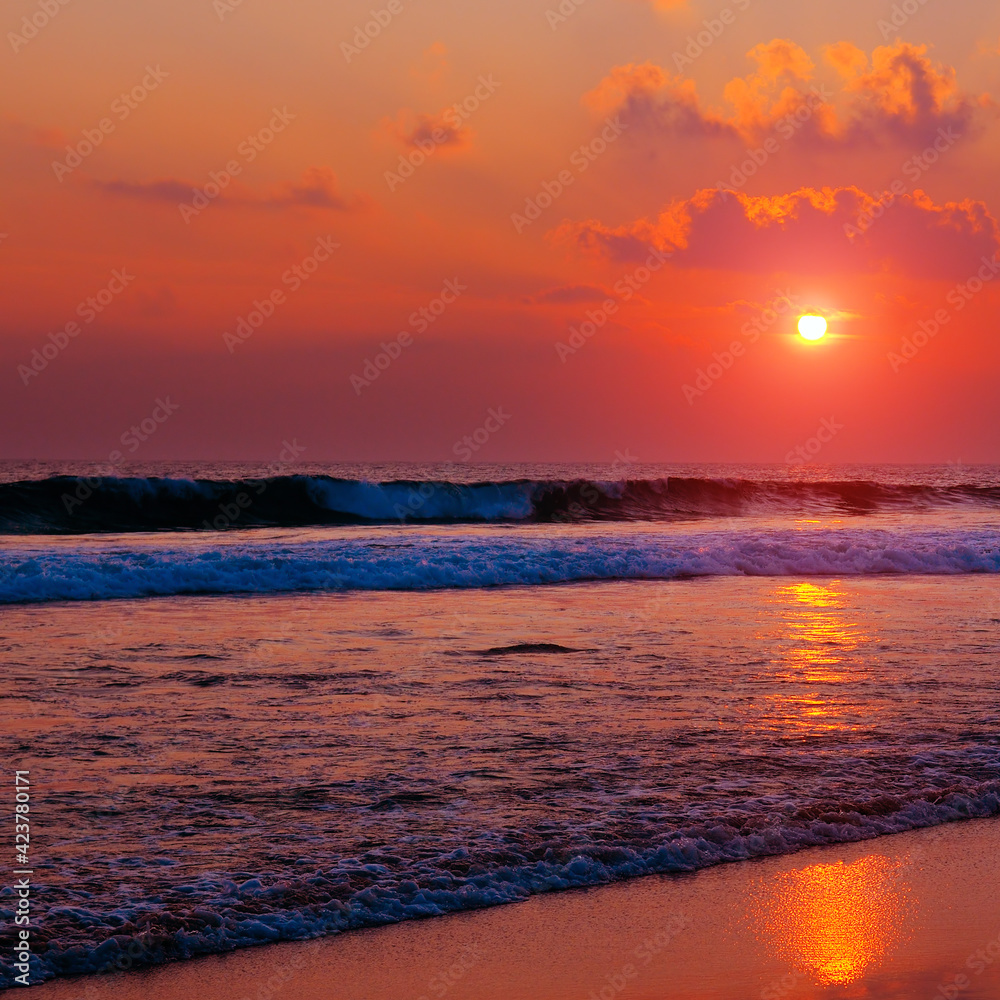 Beautiful sunrise over the tropical sea. Nature landscape Beautiful sunrise over the tropical sea. Nature landscape