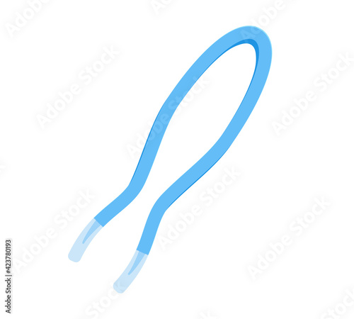 Vector silicone tweezers for contact lenses. Illustration isolated on white background. Blue tweezers in cartoon style with tips
