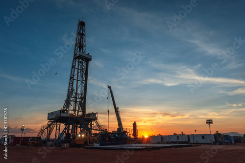 Onshore drilling rig in oil field, Petroleum industry