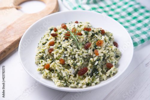 Spinach and blue cheese risotto