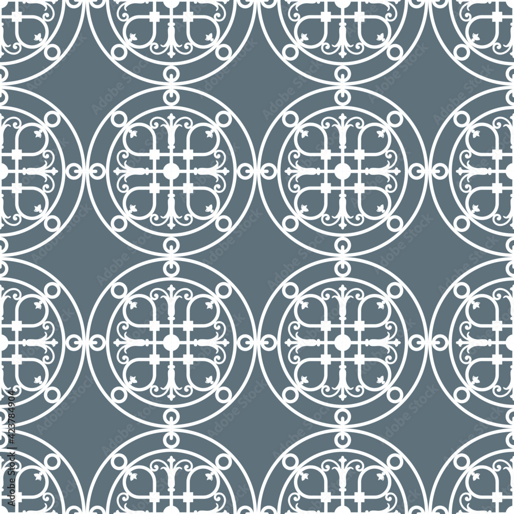 Fototapeta premium Vector seamless pattern: round graphic element in classic style