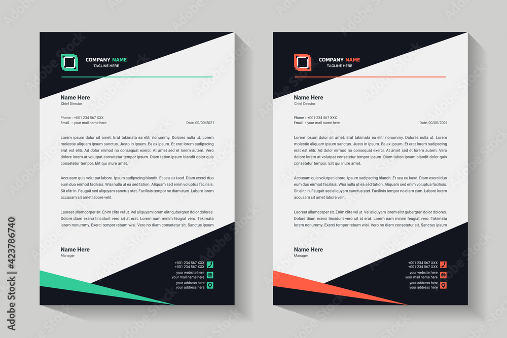 Letterhead design template. Creative and elegant modern business A4 letterhead template for your project design. Illustration vector Letterhead design template. Creative and elegant modern business A4 letterhead template for your project design. Illustration vector