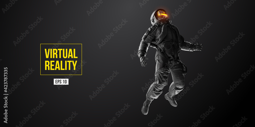 VR headset with neon light, future technology concept banner. Astronaut with virtual reality glasses on black background. VR games. Vector illustration. Thanks for watching VR headset with neon light, future technology concept banner. Astronaut with virtual reality glasses on black background. VR games. Vector illustration. Thanks for watching