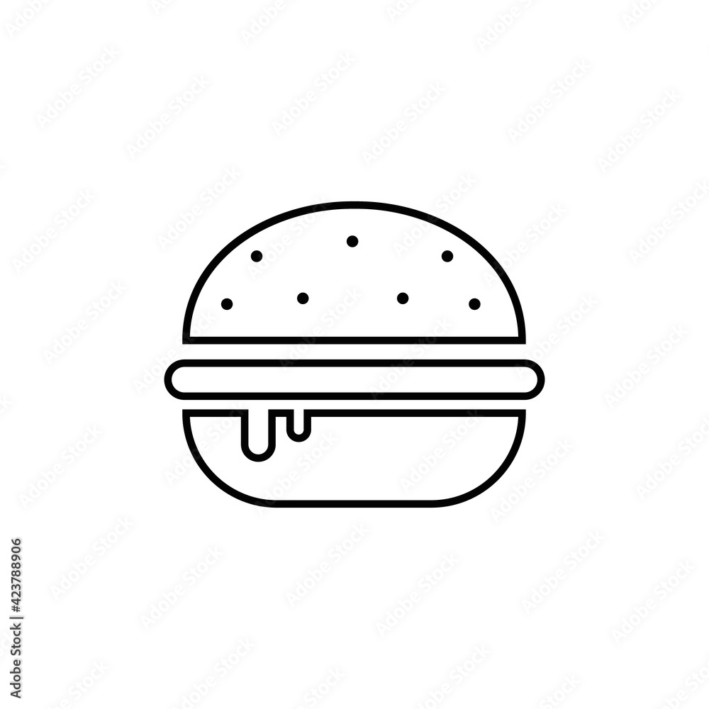 Burger sign icon in flat style. Hamburger on white isolated background. Cheeseburger business concept. Burger sign icon in flat style. Hamburger on white isolated background. Cheeseburger business concept.