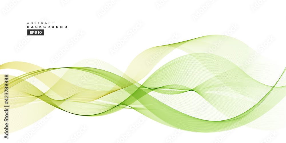 Wave vector element with abstract green lines background for website ...