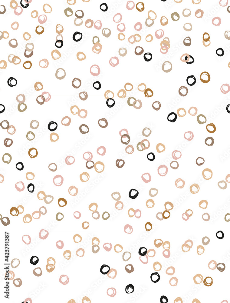 Simple Irregular Geometric Seamless Vector Patterns. Hand Drawn Circles Isolated on a White Background. Cute Dotted Layout ideal for Fabric, Textile. Abstract Doodle Print.