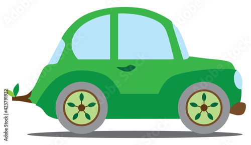 Flat Vector Green Car