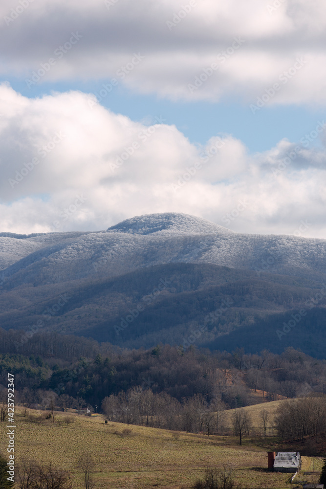 Snow covered Appalachian Mountains in Virginia.