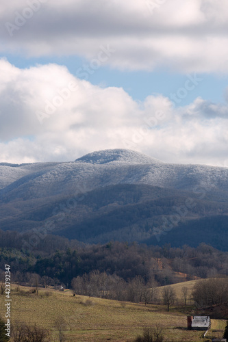 Snow covered Appalachian Mountains in Virginia.