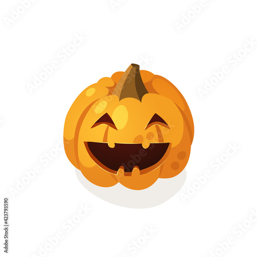 Cartoon Character Jack-o-lantern. Hand drawn stylish Halloween vegetable. Autumn Vector  drawing fresh organic food. Vegan Illustration Pumpkin Spice Season © pomolchim