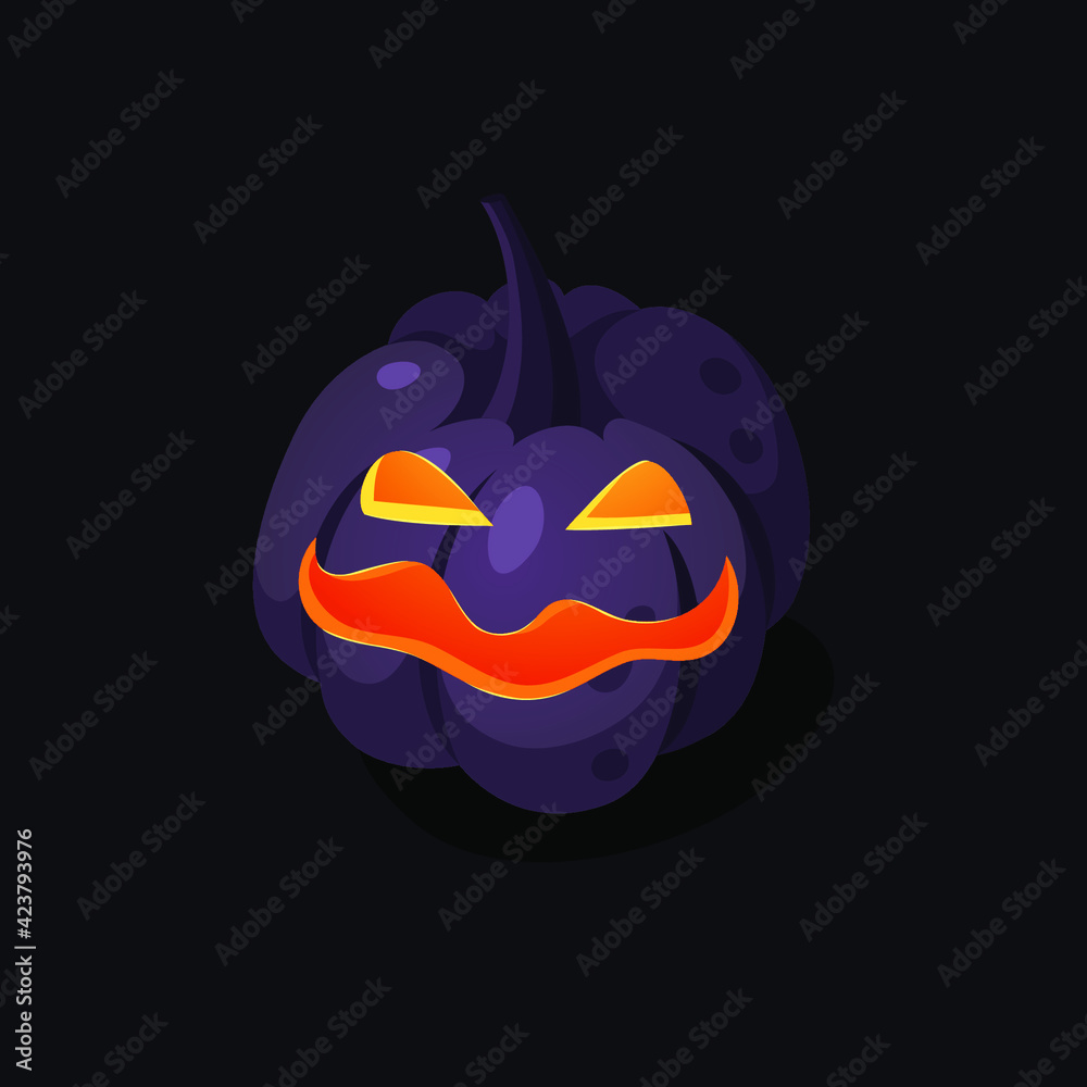 Fototapeta premium Cartoon Character Jack-o-lantern. Hand drawn stylish Halloween vegetable. Autumn Vector drawing fresh food. Vegan Illustration Pumpkin Spice Season