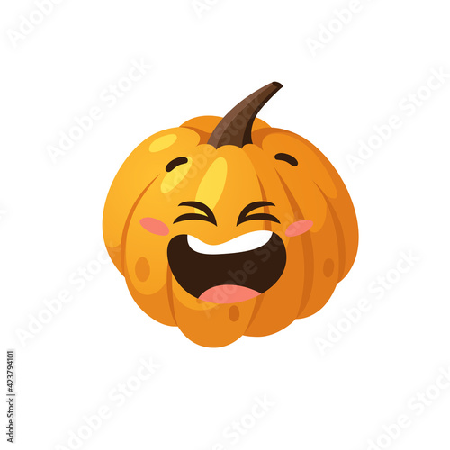 Wallpaper Mural Cartoon Character Emoji  Pumpkin. Hand drawn stylish vegetable. Vector artistic drawing fresh organic food Emoticon. Summer Vegan Illustration Spice Season Torontodigital.ca
