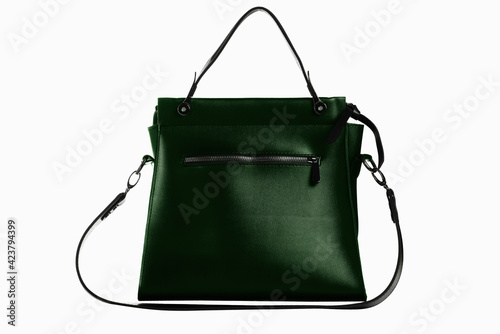 Modern compact green short and long handle bag