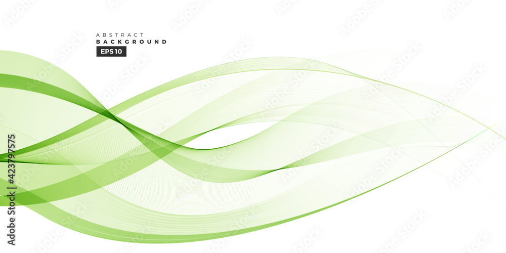 Wave vector element with abstract green lines for website, banner and ...