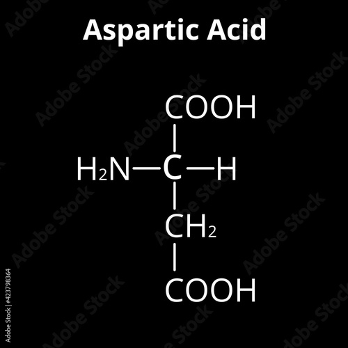Aspartic acid is an amino acid. Chemical molecular formula Aspartic acid is an amino acid. Vector illustration on isolated background