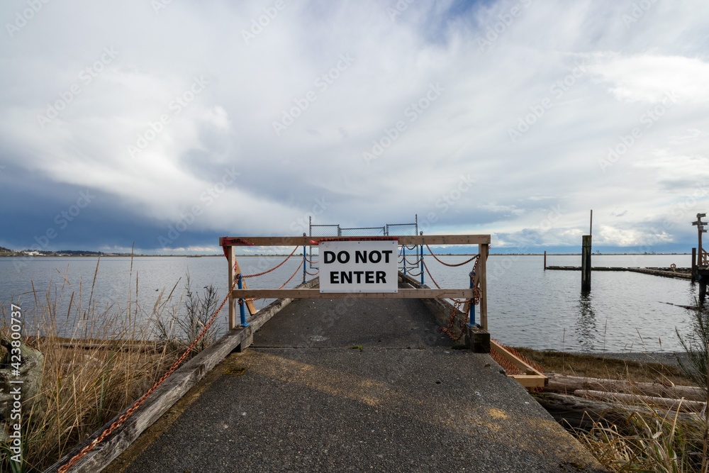 Fototapeta premium Do Not Enter sign on a dock