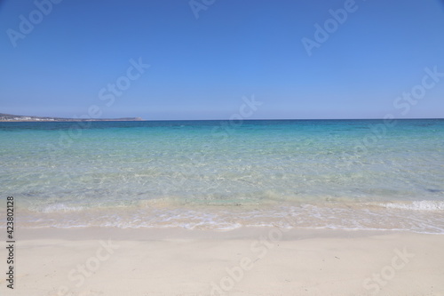 the most famous beaches in the world with crystal clear water and white sand, Makronissos Beach in Ayia Napa, island Cyprus photo