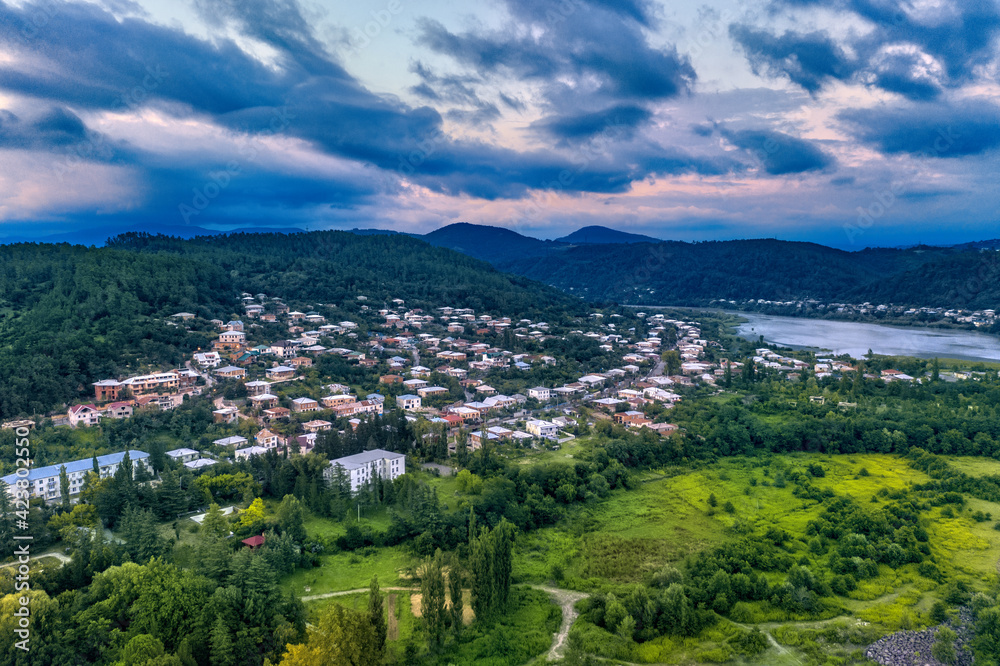 Nice view of the city from a drone