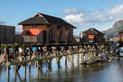 Fishing shacks on the pier at Cowichan Bay