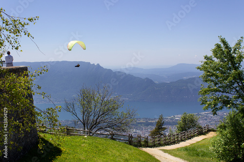 Fotografie Beautiful summer mountains landscape with lac Bourget view from Mont revard alpe