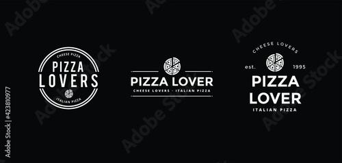 Vintage badge pizza logo design, vintage old style logos